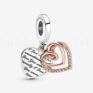 Pandora Entwined Hearts Double Dangle Charm